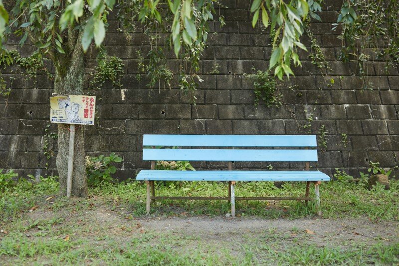 けやき公園のベンチの写真